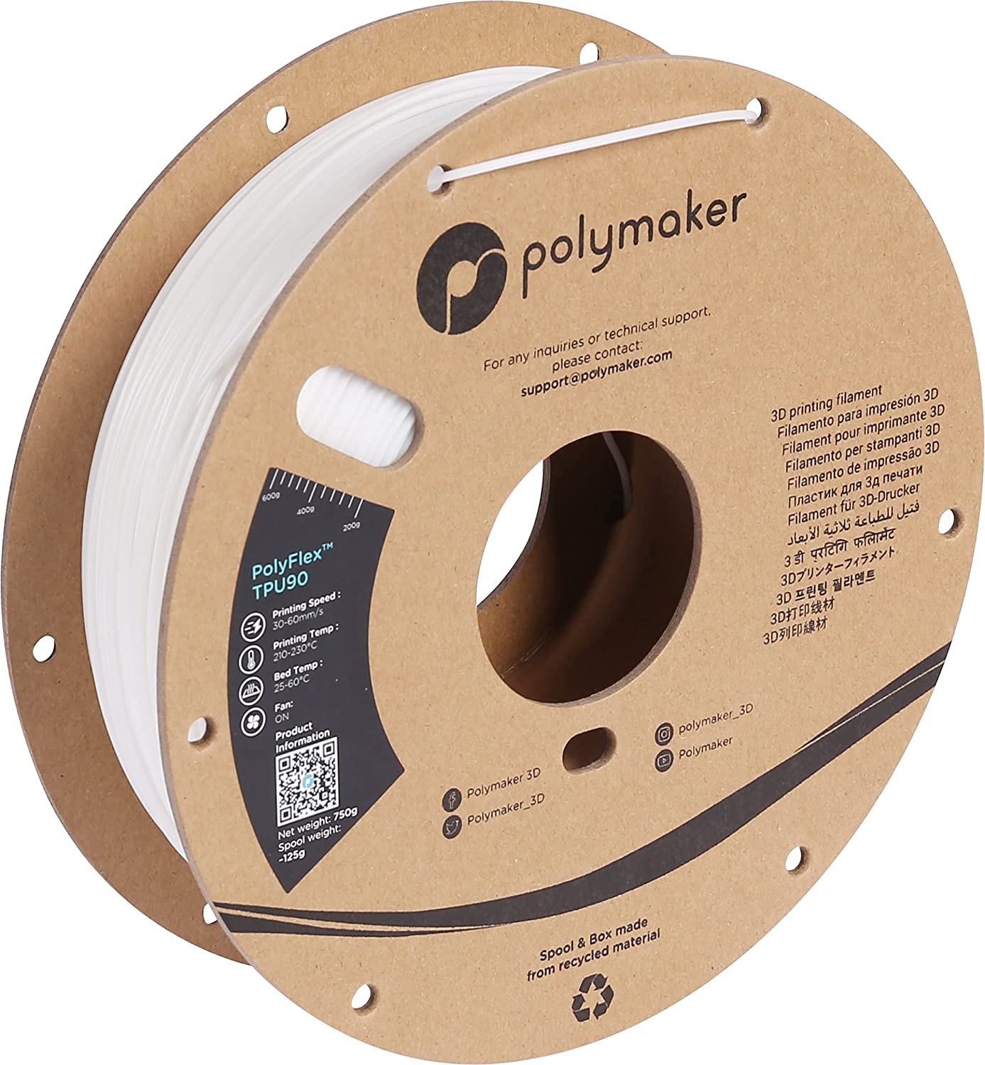 Polymaker PolyFlex TPU90 Filament 0,75kg 1,75 mm
